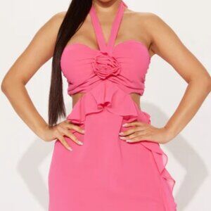Rose Chiffon Maxi Dress - Pink Large